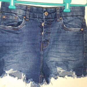 No Boundaries, Women Blue Denim Jean Shorts Size 9 Button Fly
